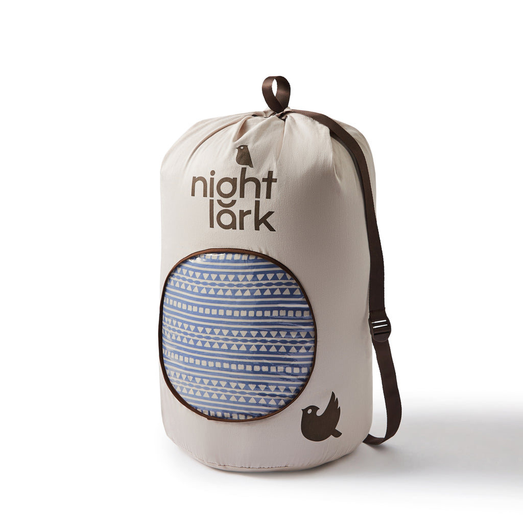 Night Lark/ Night Owl Bohemian Geo Stripe Coverless Duvet Duffle Bag Blue