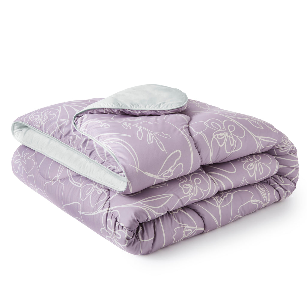 Night Lark/ Night Owl Monochrome Garden Coverless Duvet Folded Lavender Purple
