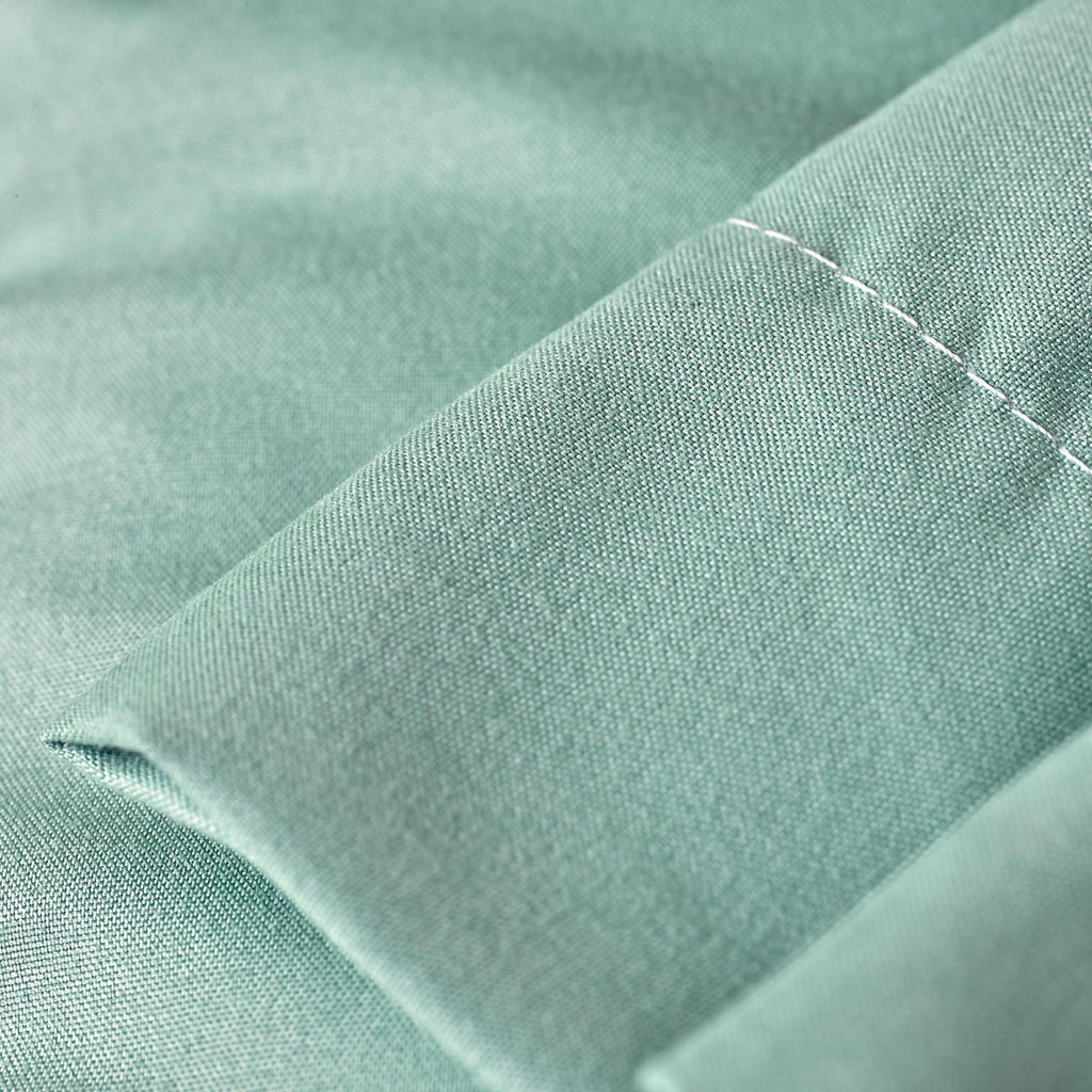 Night Lark/ Night Owl Plain Dye Pillowcase Pair Detail Green