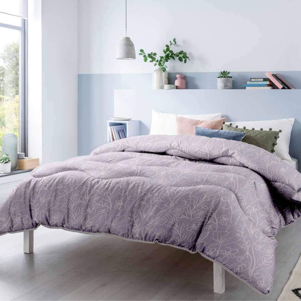Night Lark® Monochrome Garden Coverless Duvet in Lavender lifestyle