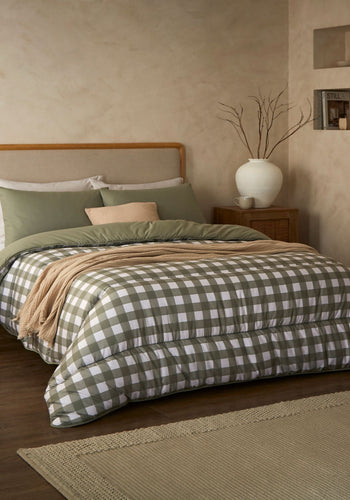 Night Lark® Olive Gingham Coverless Duvet Set