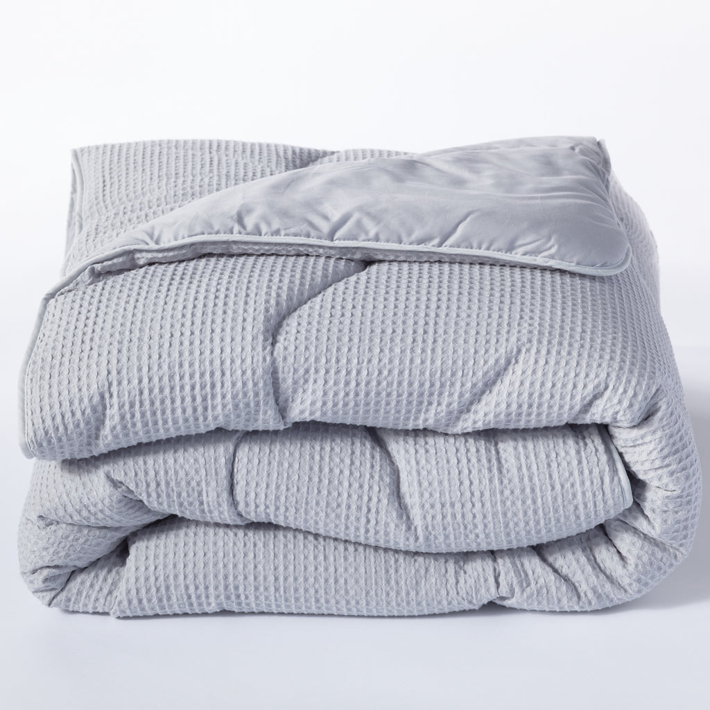 Night Lark/ Night Owl Pure Cotton Waffle Coverless Duvet Folded Grey