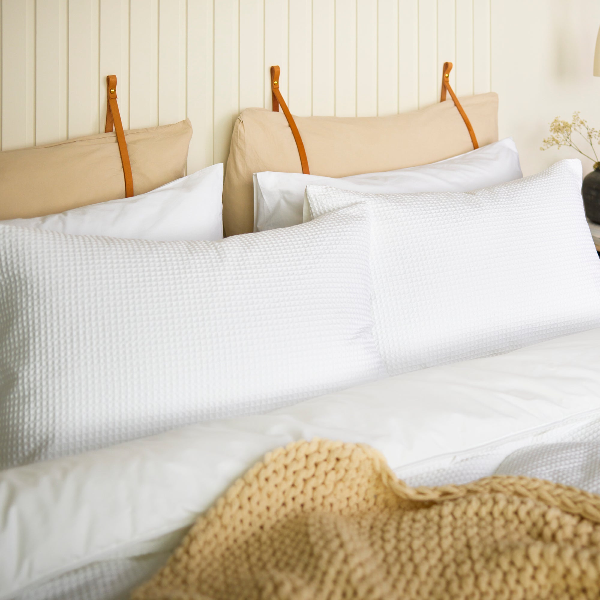 Buy the Night Lark & Night Owl 100% Cotton Waffle Pair of Pillowcases