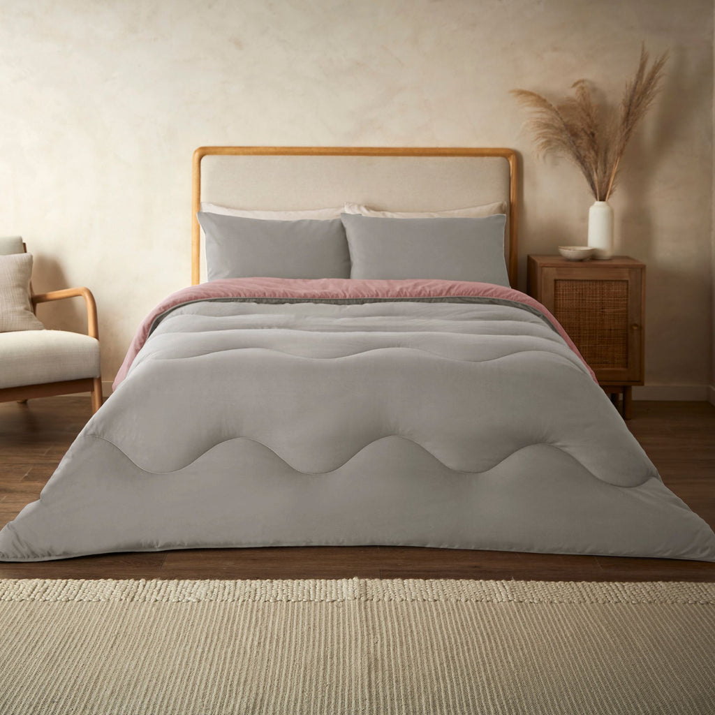 Night Lark Reversible Dusky Rose and Nordic Mist Grey Coverless Duvet Lifestyle