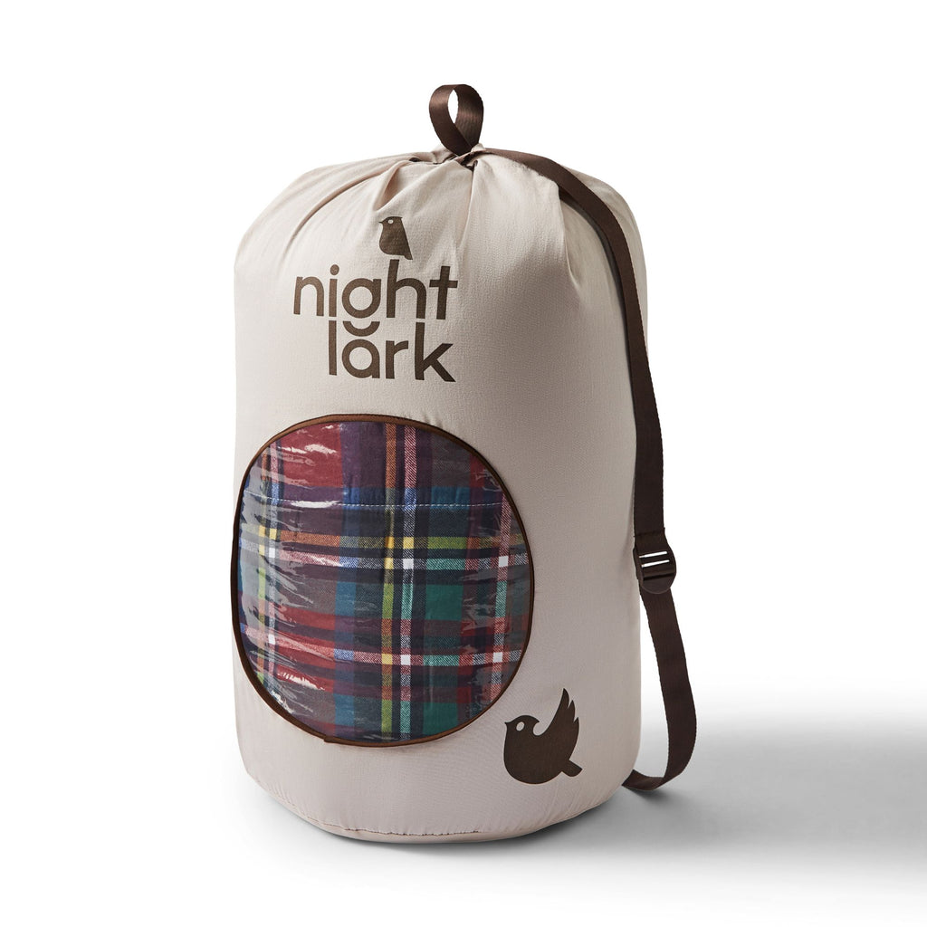 Night Lark Classic Tartan Berry Red Coverless Duvet Duffle Bag