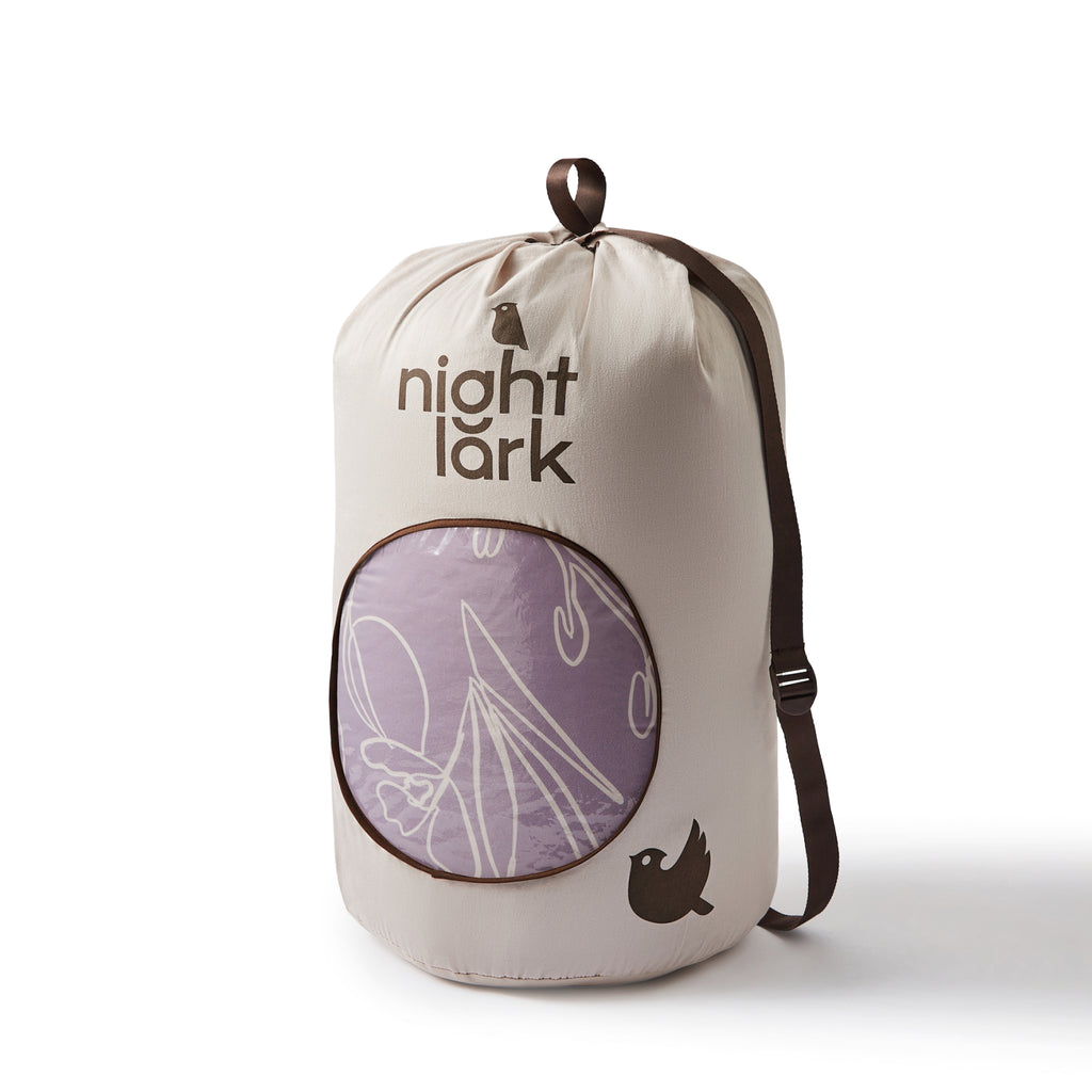 Night Lark/ Night Owl Monochrome Garden Coverless Duvet Duffle Bag Lavender Purple