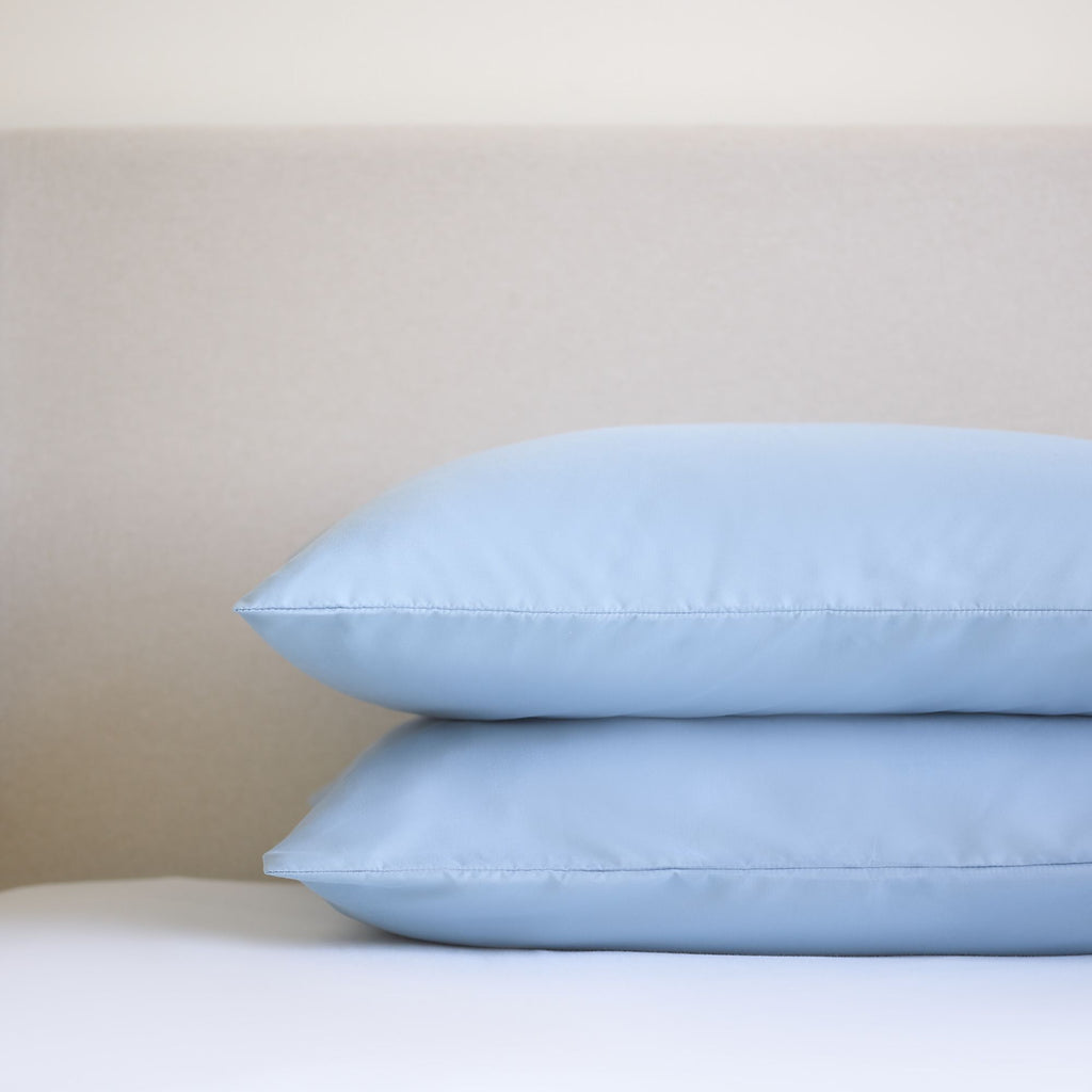 Night Lark/ Night Owl Plain Dye Pillowcase Pair Blue Lifestyle