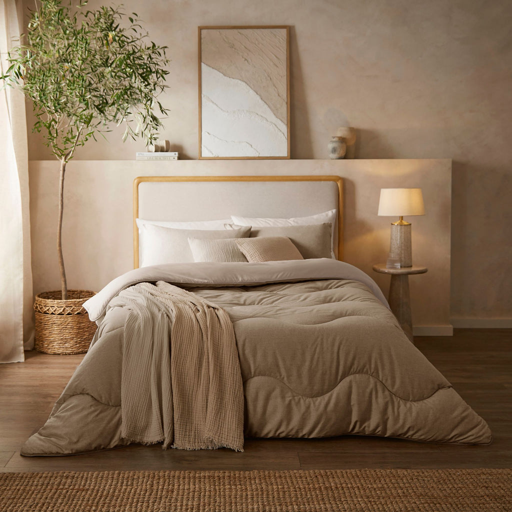 Night Lark® Soft Weave Coverless Duvet Set Natural Oat lifestyle