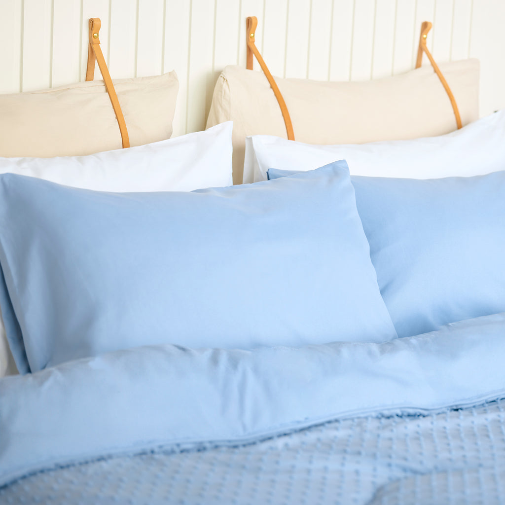 Night Lark/ Night Owl Tufted Dots Dusk Blue Coverless Duvet Bedding Pillowcases