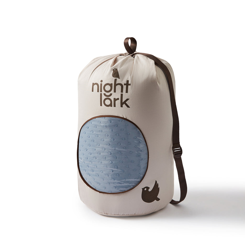 Night Lark/ Night Owl Tufted Dots Dusk Blue Coverless Duvet Bedding  in Duffle Bag