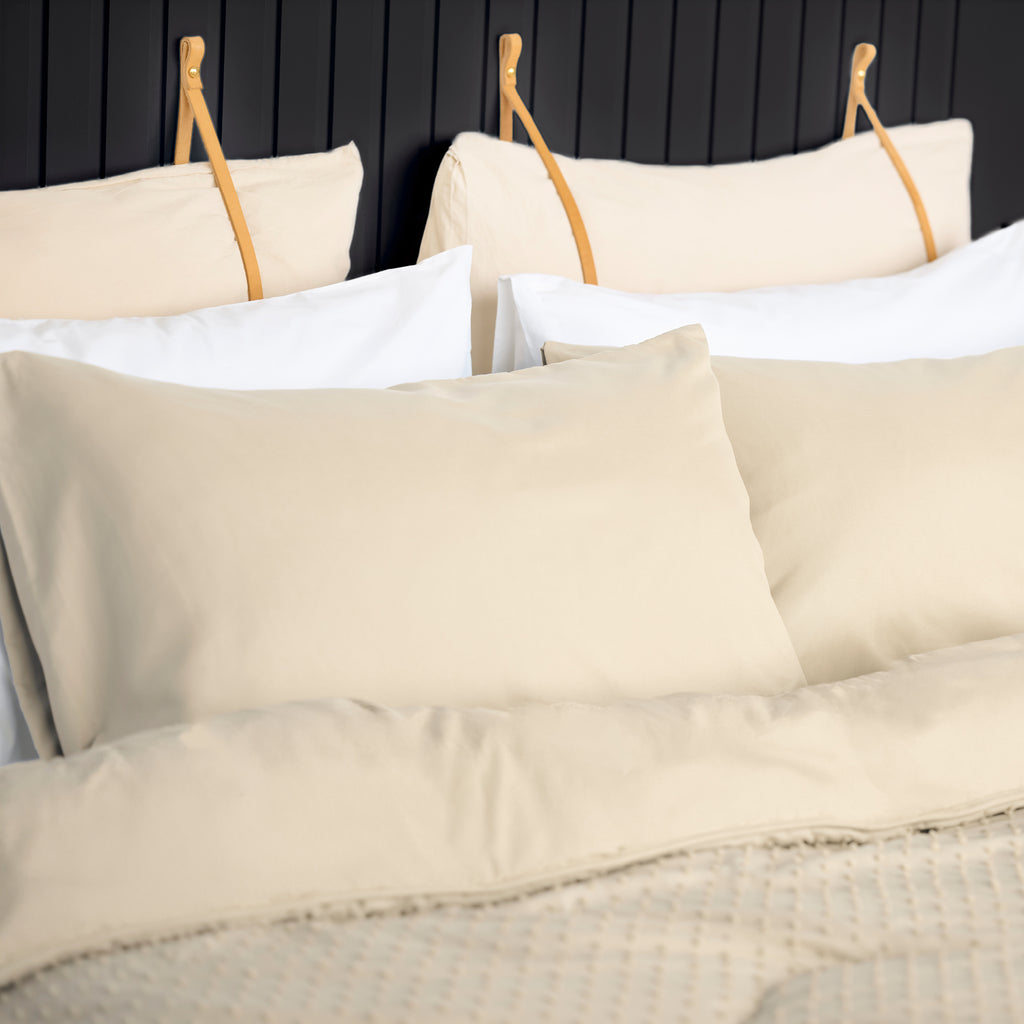 Night Lark/ Night Owl Tufted Dots Warm Sand Coverless Duvet Bedding Pillowcases