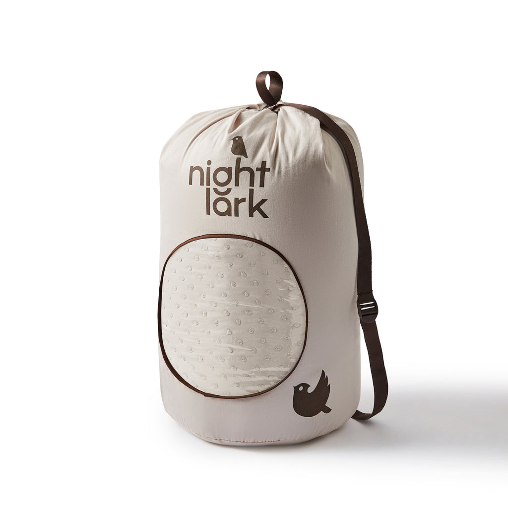 Night Lark/ Night Owl Tufted Dots Warm Sand Coverless Duvet Bedding in Duffle Bag