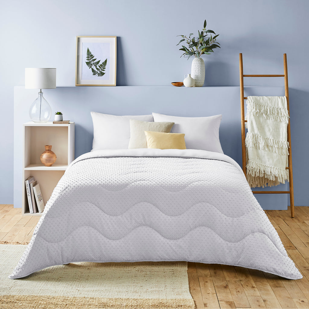 Night Lark Tufted Dots White Coverless Duvet Bedding