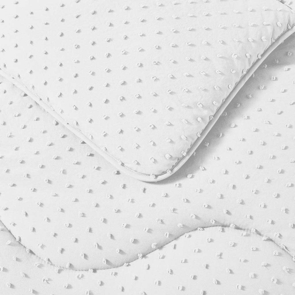 Night Lark Tufted Dots White Coverless Duvet Bedding in Details