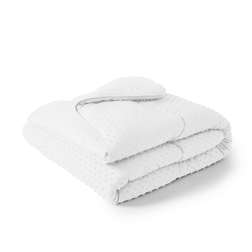 Night Lark Tufted Dots White Coverless Duvet Bedding Folded Up 