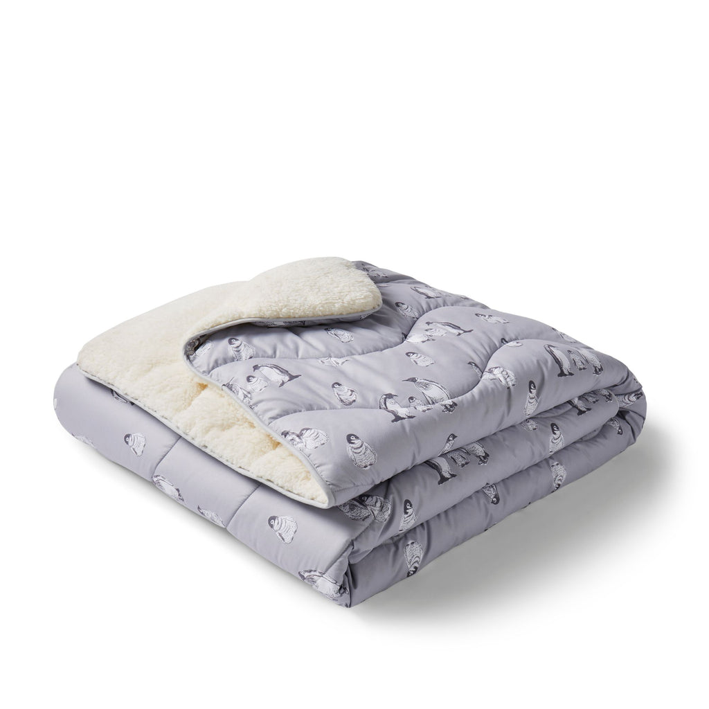Night Lark®  Cosy Sherpa Throw Winter Penguins folded