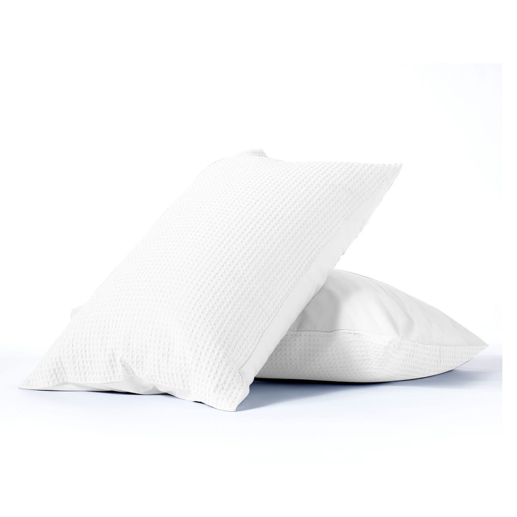 Night Lark / Night Owl 100% Cottn Waffle Pillowcase Pair in White