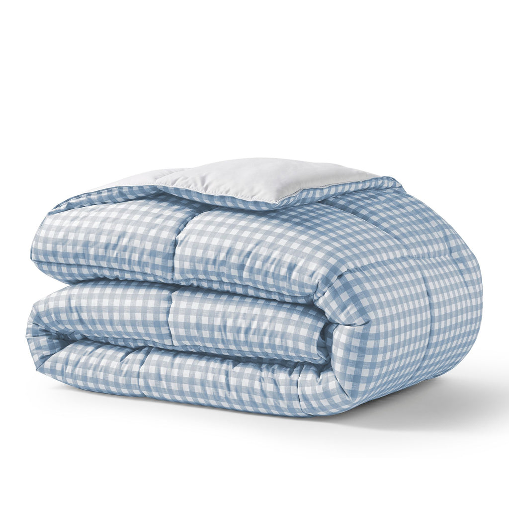 Night Larik/ Night Owl  Gngham Coverless Duvet In Dusk Blue