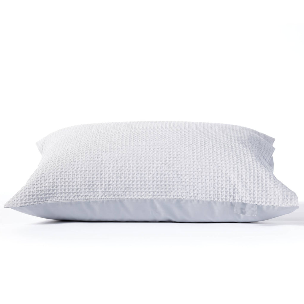 Night lark / Night Owl Pure Cotton Waffle Collection Pillowcase Pair in Grey