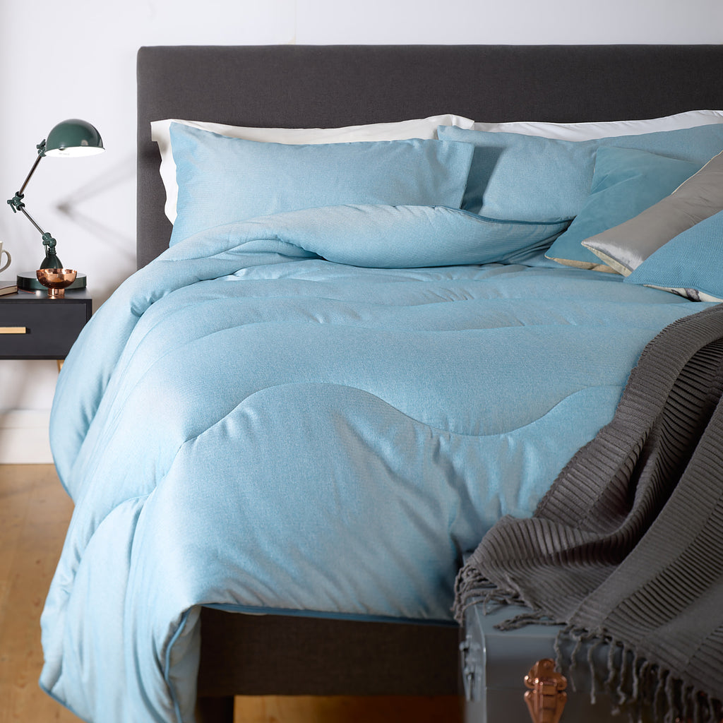 Night Owl Herringbone Collection Coverless Duvet In Fjord Blue