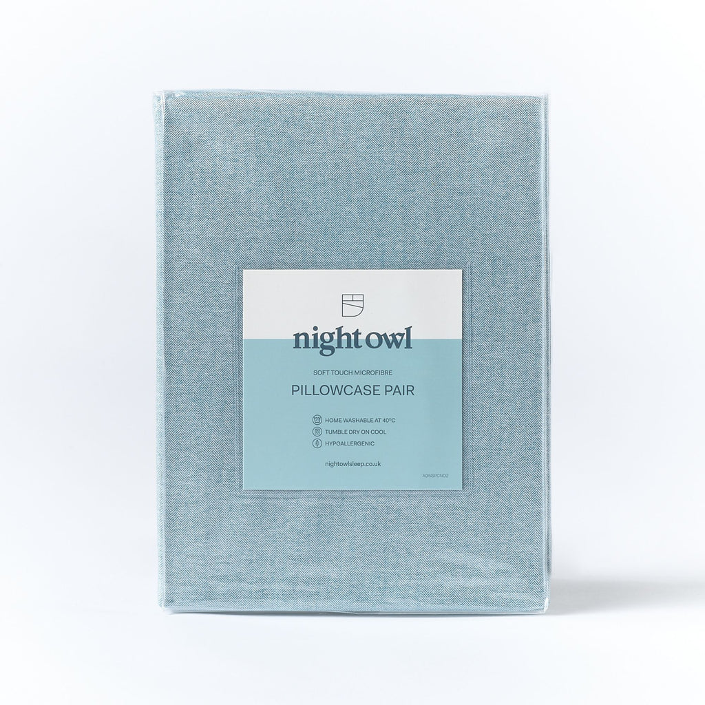 Night Owl Herringbone Collection Pillowcase Pair In Fjord Blue