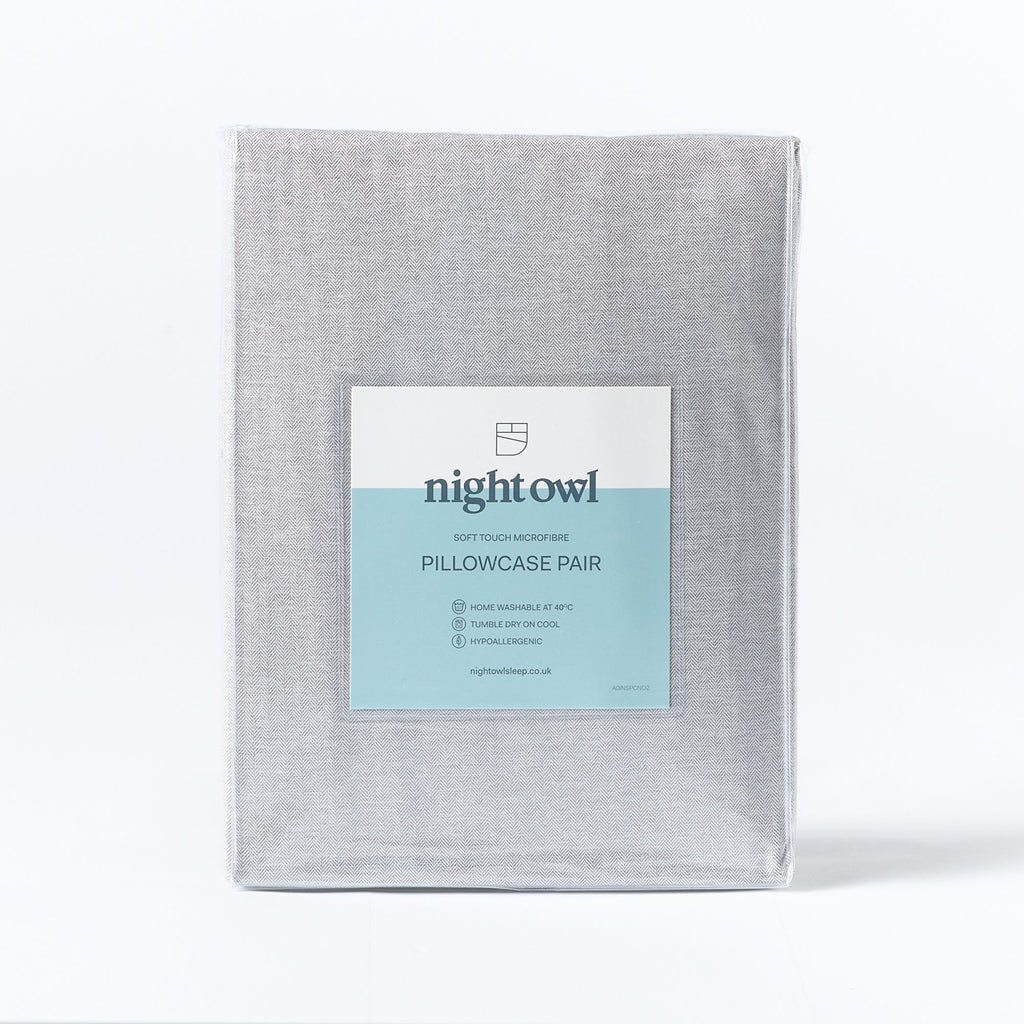 Night Owl Herringbone Collection Pillowcase Pair In Storm Grey