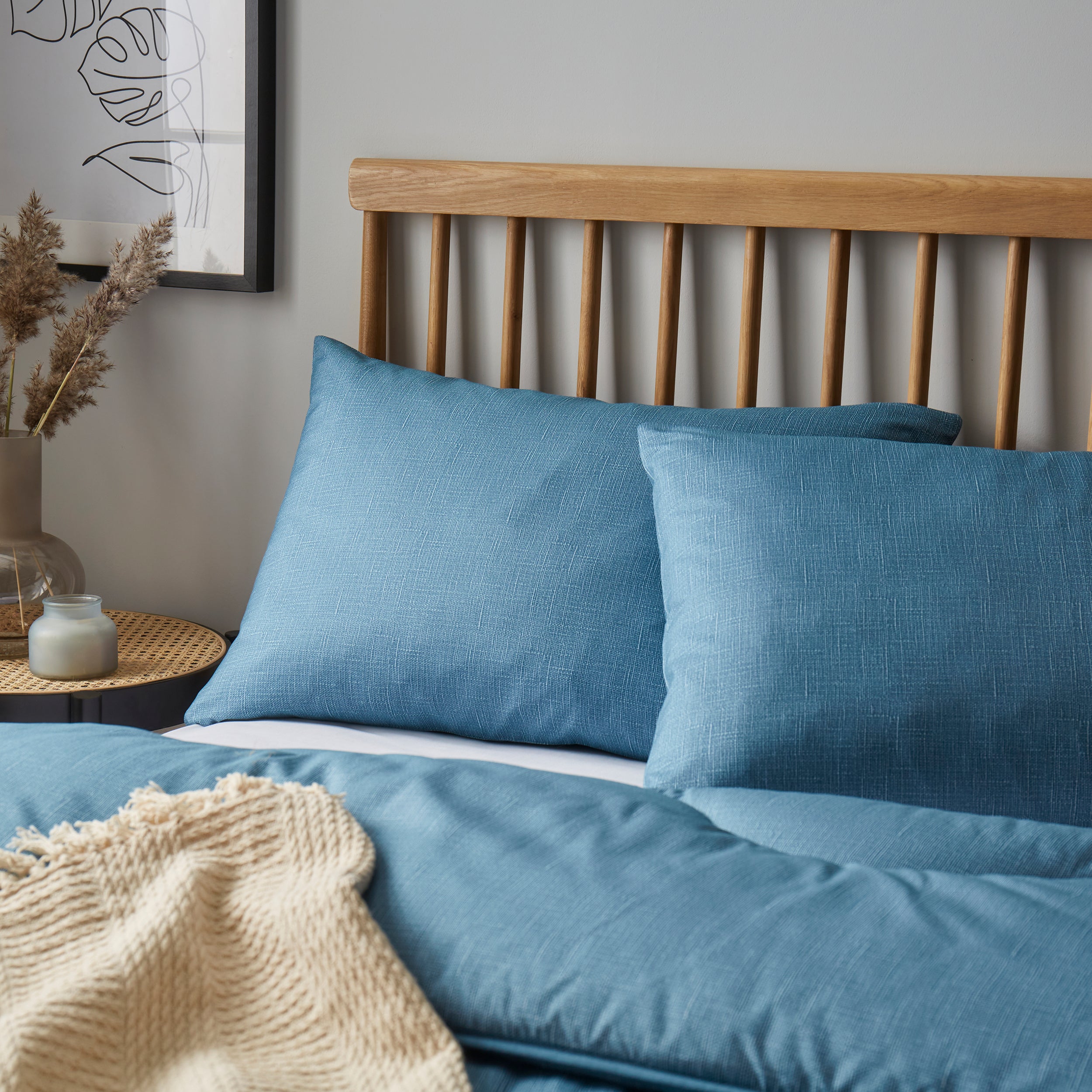 Buy the Night Lark & Night Owl Linen Print Pair of Pillowcases